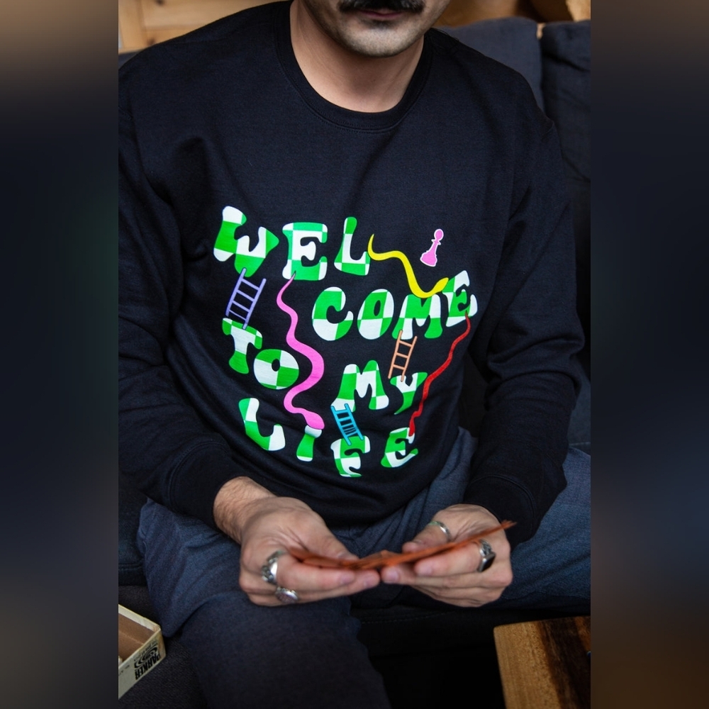 Tamelo-Unisex WELCOME TO MY LIFE Snakes and Ladder crewneck Sweatshirt - Picture 2 of 3